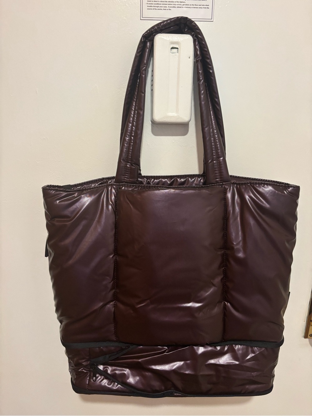 Calpak Expandable laptopTote in glazed dark cherry, NWT - Picture 2 of 5